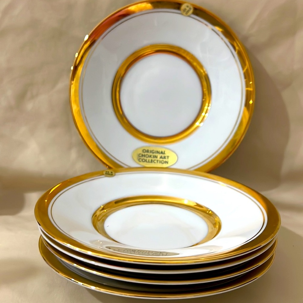 Set of 5 PC 24K GOLD Japan Original Chokin Art Collection Fine China. A1671.